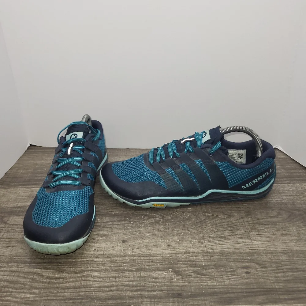 Merrell Trail Glove 5 Shoes Women's 9.5 Teal Minimalist Barefoot Running Sneaker